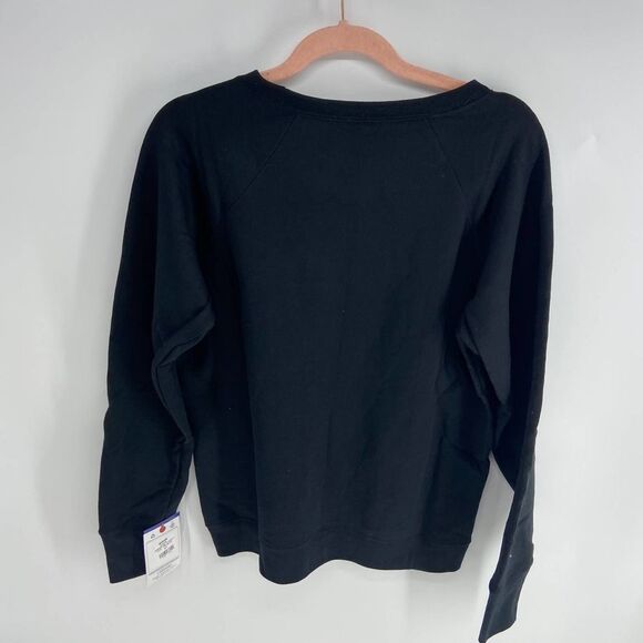 Champion logo crewneck powerblend classic black sweatshirt womens M NWT - Picture 6 of 7